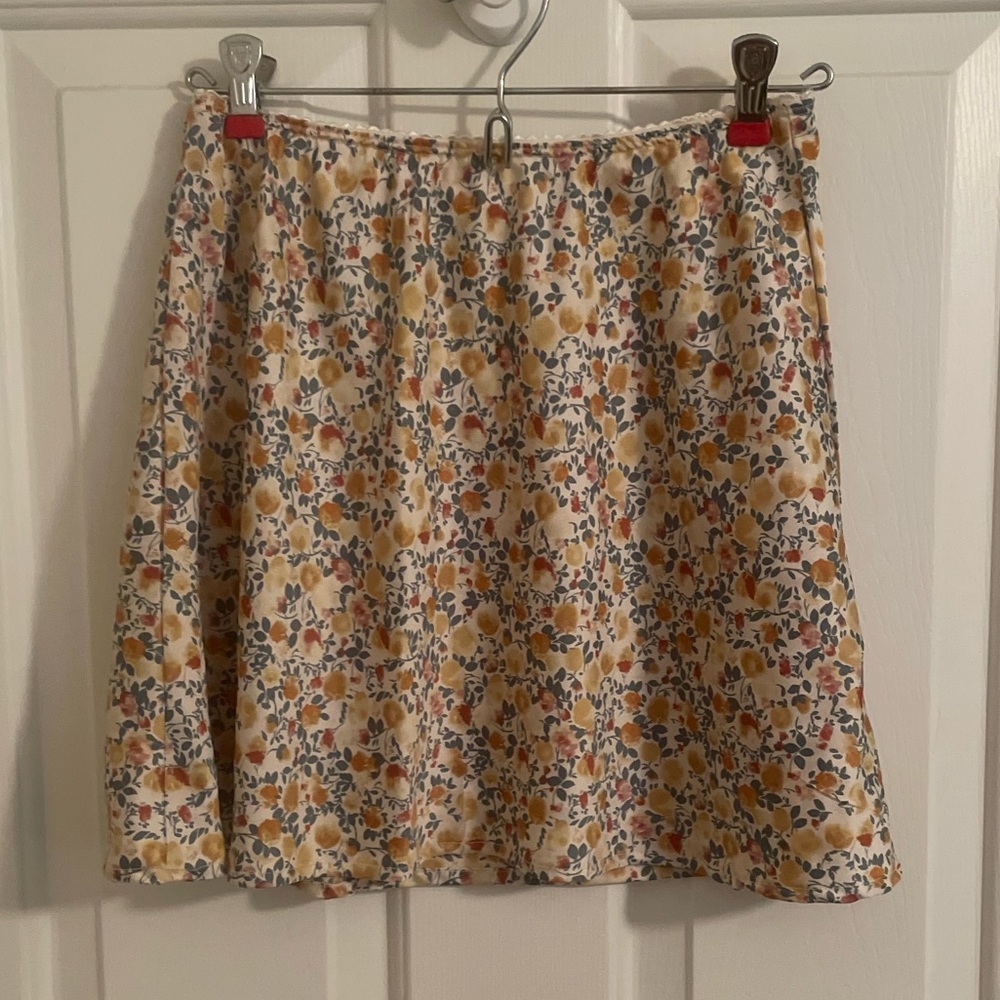 Altar’d State silk satin mini floral skirt.    Altered State